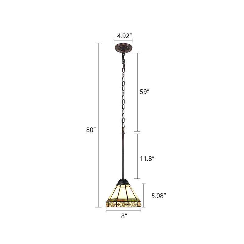 Mini-luminaire suspendu 7 lumières Belle Daline Tiffany-Style Tiffany