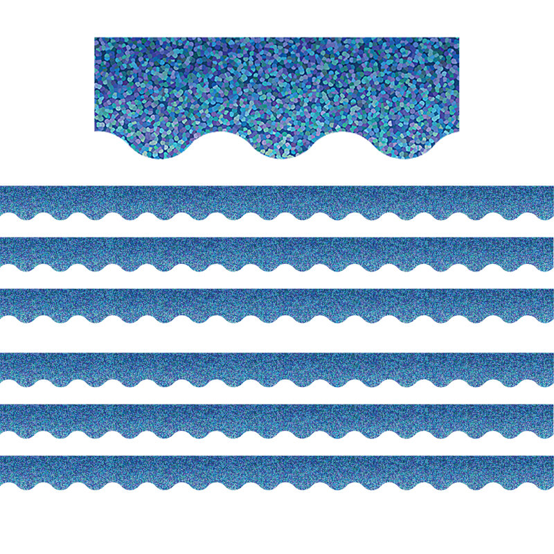 Bordure festonnée scintillante jaune, Bleu