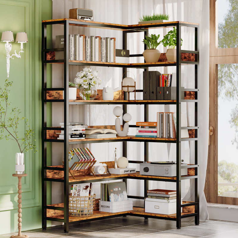 Bibliothèque de coin 6 niveaux avec buffets pour le bureau à domicile