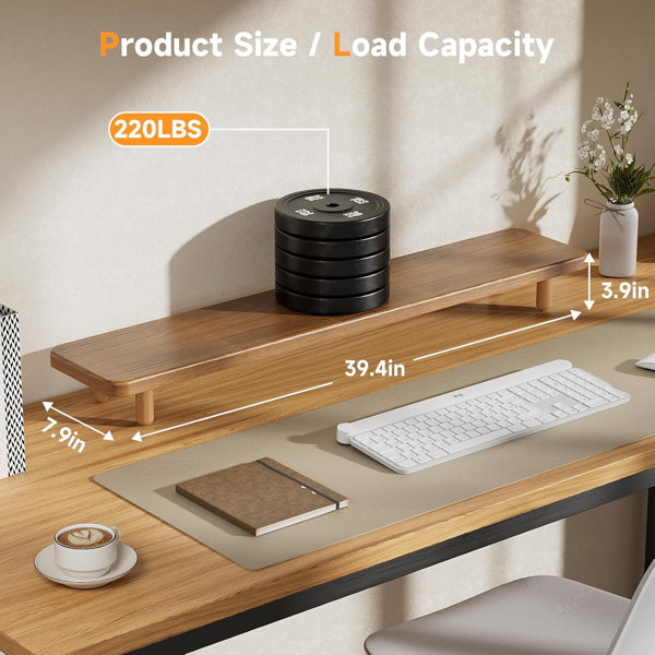SHANXIQIANNA Dual Monitor Stand - 39Inch Large Wood Monitor Stand Riser ...