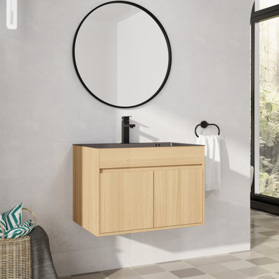 28" Wall Mounted Single Bathroom Vanity with Stainless Steel Top