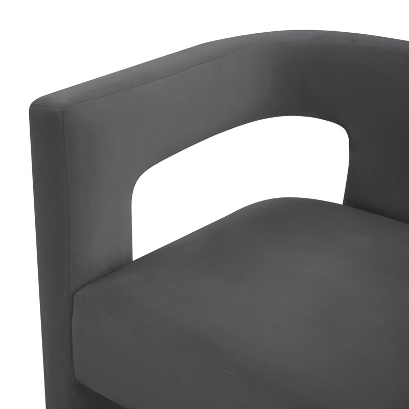 Fauteuil en velours l 24,6 po Yaleni, Velours gris foncé
