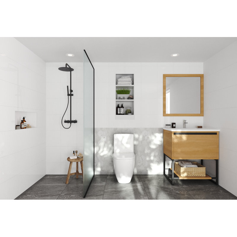 Ensemble de meuble-lavabo simple 30 po Riey, Blanc mat, Noir