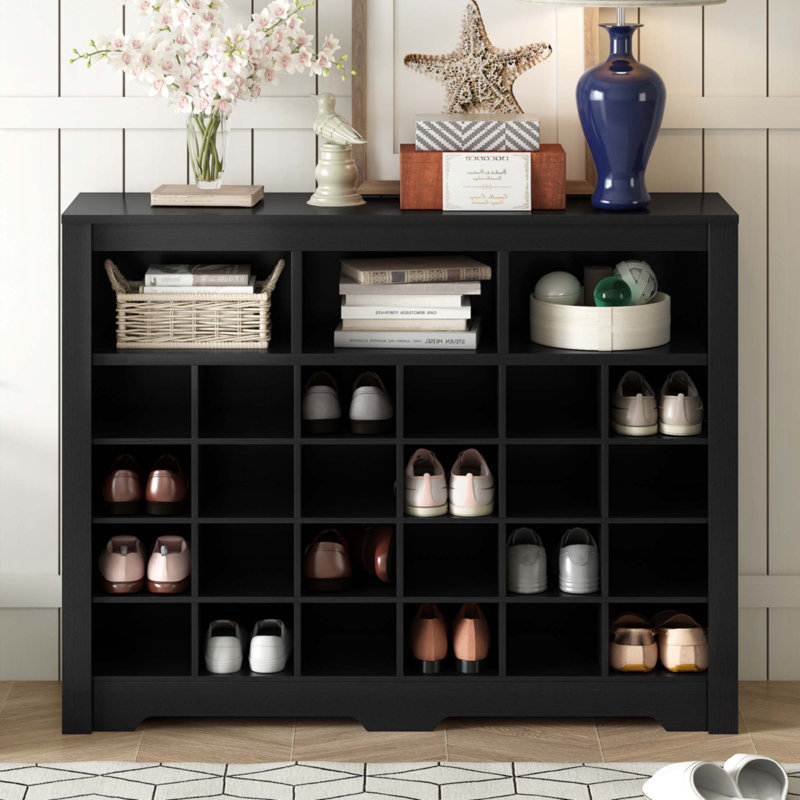 Console à 24 casiers au design épuré, Noir