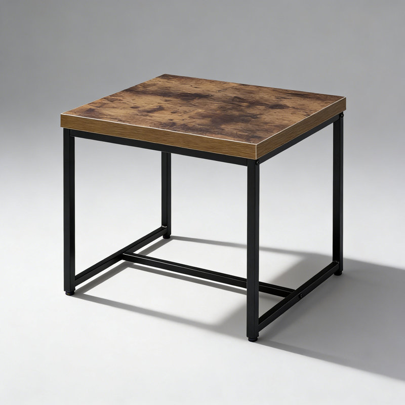Table de bout en chêne vieilli et finition noire