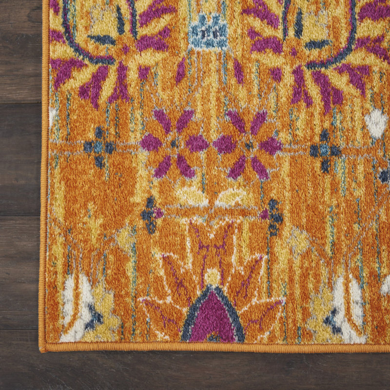 Tapis floral Justien, Tapis de couloir 2 pi 2 po x 10 pi