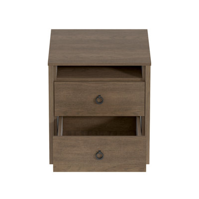 Celestique Transitional Two Drawer Nightstand With Shelf