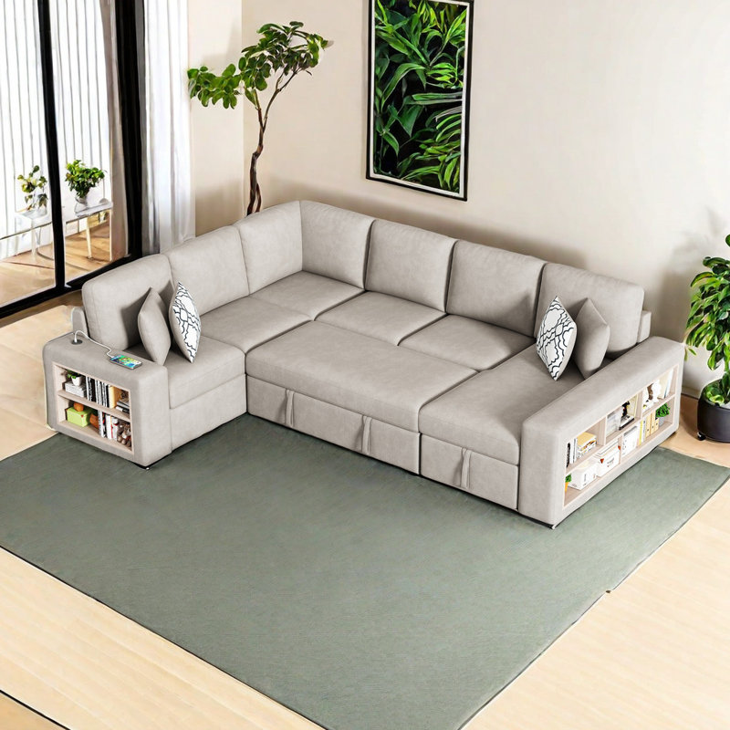 Canapé modulaire 4 pièces rembourré, Chenille beige