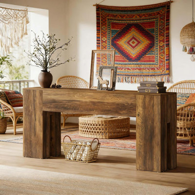 Table basse rustique, console robuste, table de couloir en bois