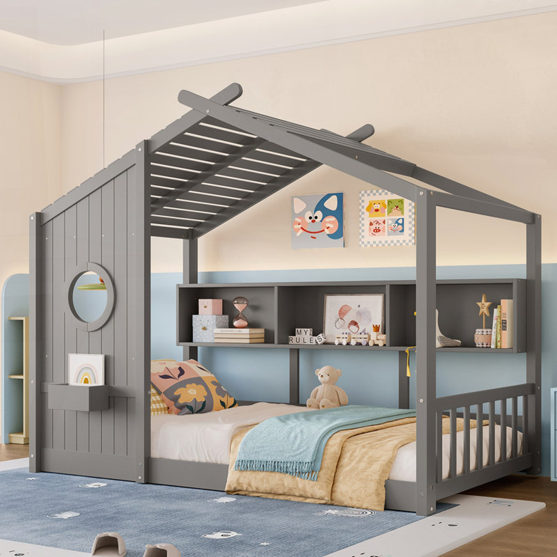 Lit Floor House pour tout-petit, Gris, Simple