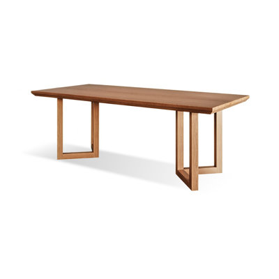 Light Brown Rectangular Solid Wood Dining Table