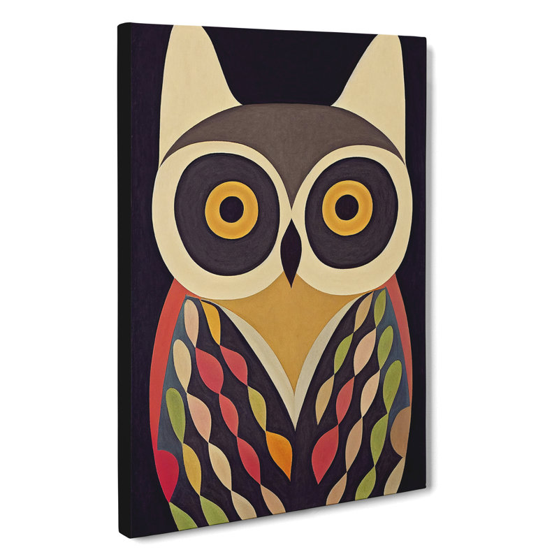 Colourful Abstract Owl No.4 - Wrapped Canvas Print, 50cm H x 35cm W