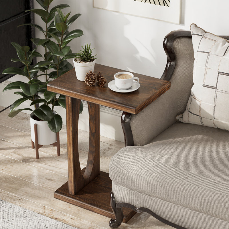 Table d'appoint rustique en forme de C