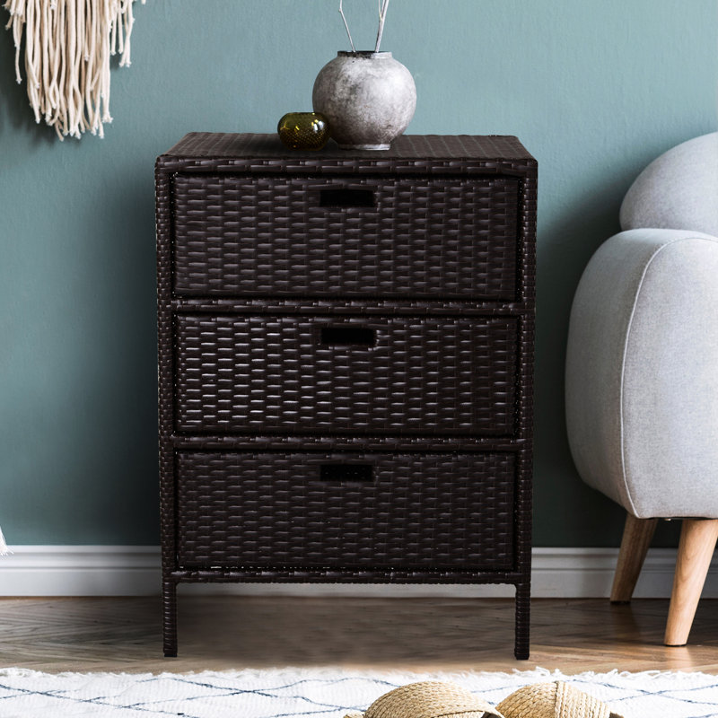 Pool Towel Organizer With 3 Drawers - Brown Pe Outdoor Cabinet Drawer Storage