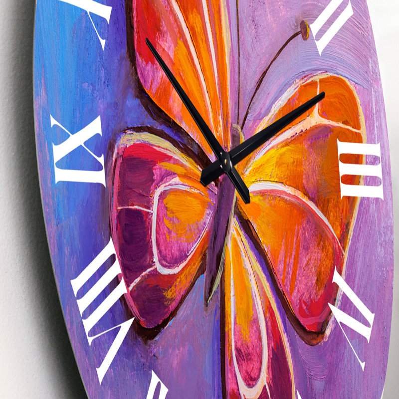 Portrait de papillon en multicolore I - horloge murale moderne, Petit