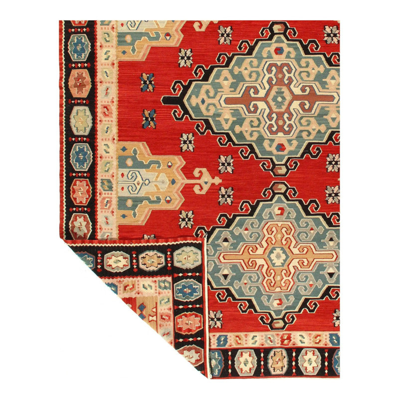 Tapis oriental en laine / coton jaune / rouge / orange 8 pi 1 po x 16 pi 7 po Writer