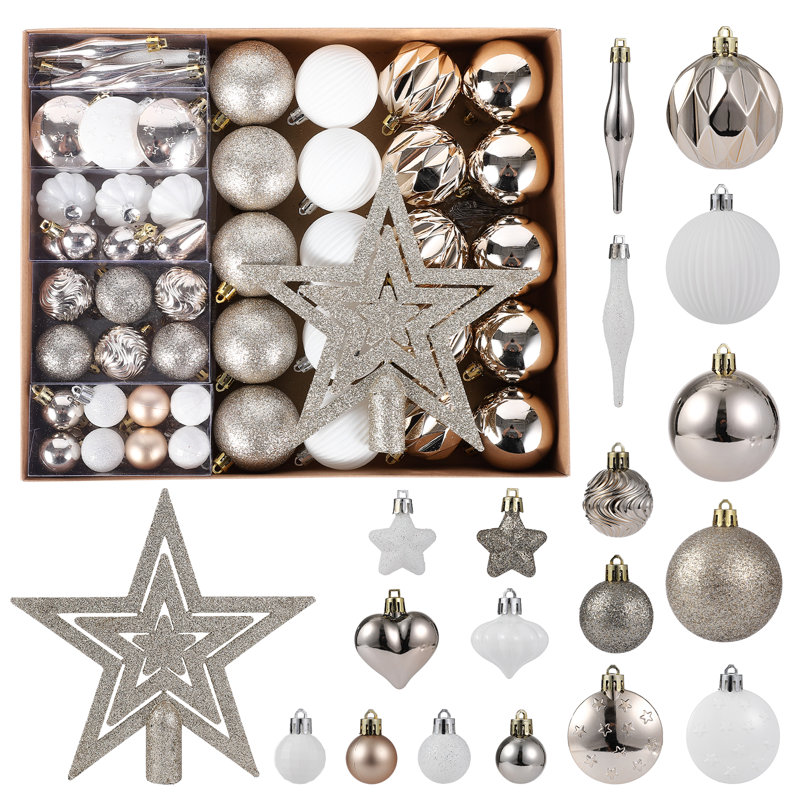 72 pièces de boules de Noël décoratives, boules de Noël suspendues, décorations d'arbre de Noël pour les fêtes, Argent argent
