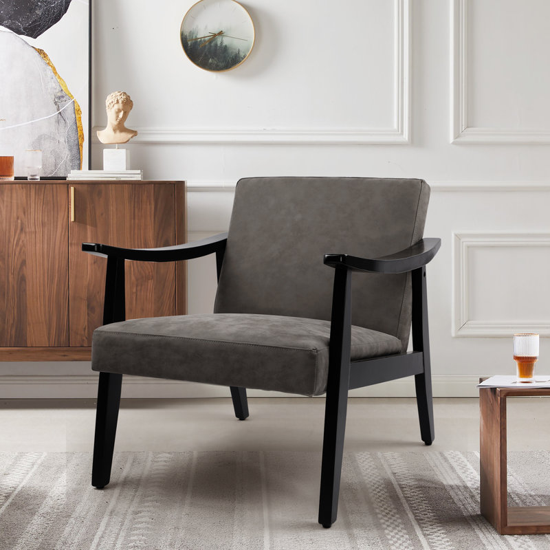 Karthika Faux Leather Armchair, Gray