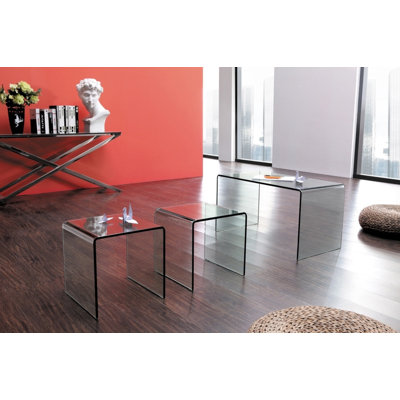 Josefina Glass Top Sled Nesting Tables