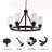 Modern 6-Light Black Chandelier, Vintage Metal Farmhouse Ceiling Pendant Light Fixture with Glass Shade, for Bedroom Hallway Kitchen