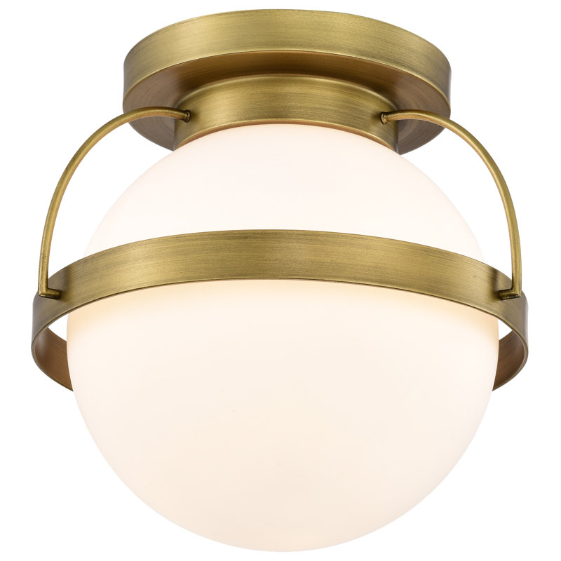 Plafonnier encastré en verre Orleans, H 9,13 po x l 10 po x P 10 po, Laiton naturel