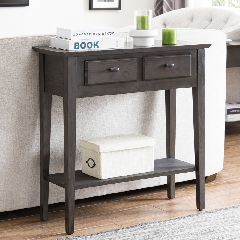 Solid + Manufactured Wood Hall Console Table, Deep Gray