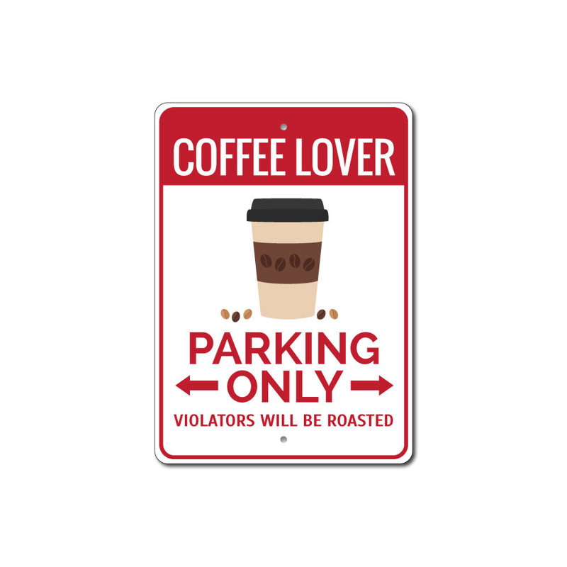 Enseigne de café amateur de café, H 10 po x l 14 po x P 0,04 po
