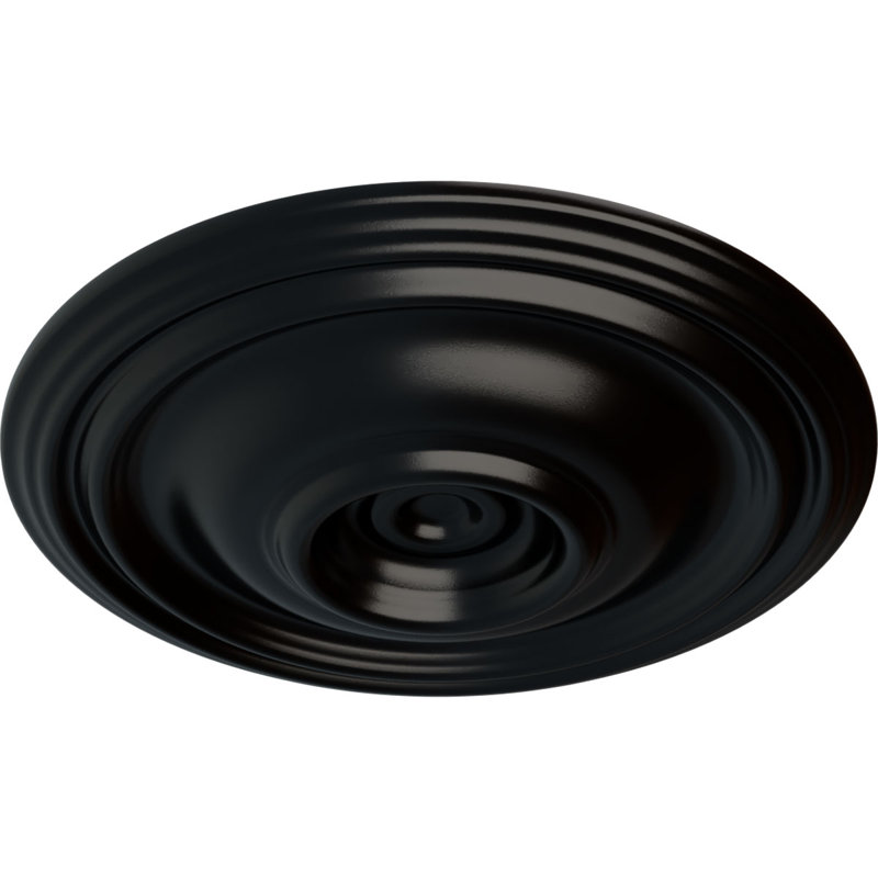 Médaillon de plafond traditionnel Endurathane, DO 14 3/4 po x P 1 3/4 po (convient aux auvents jusqu'à 4 po), fini noir de jais peint à la main