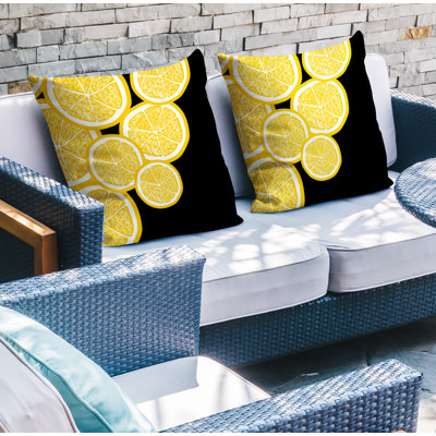 Oreiller carré intérieur / extérieur jaune Lulu