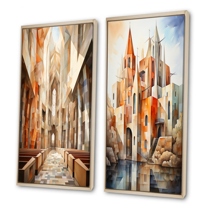Cubist Chapel, H 40 po x l 41 po, Encadrement brun