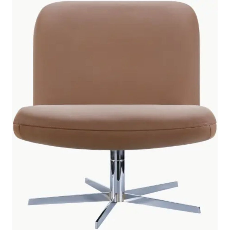 Grogin Modern Swivel Chair, Brown Polyurethane