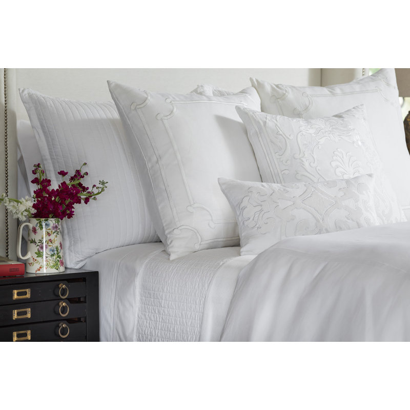 Louie Square Pillow Cover & Insert, White