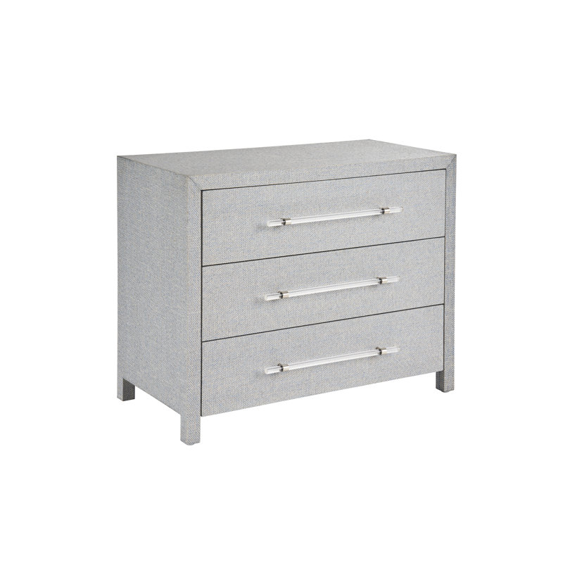 Gray Coastal 3-Drawer Chest with Acrylic Pulls