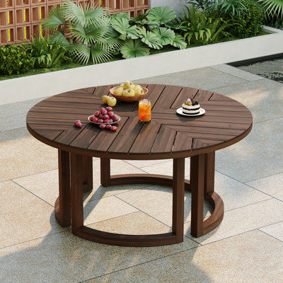 Table de salle à manger ronde 59 ", table de salle à manger en bois avec trou de parasol