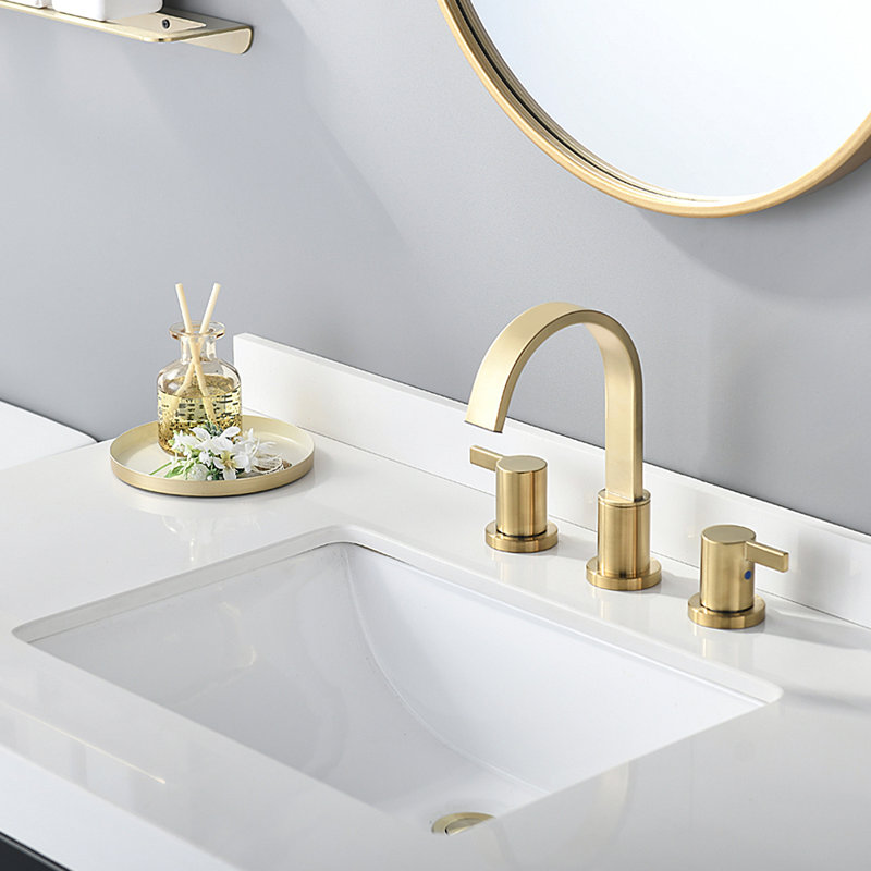 2-handle Bathroom Faucet with Drain Assembly, Brushed Gold