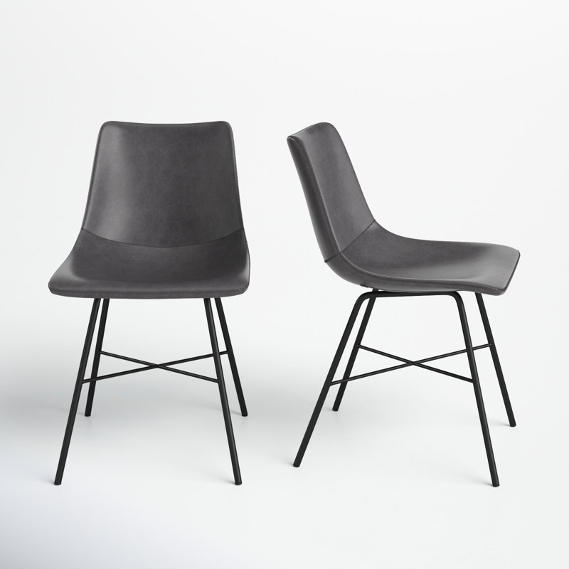 Bela Vegan Leather Dining Chair, Gray Faux Leather