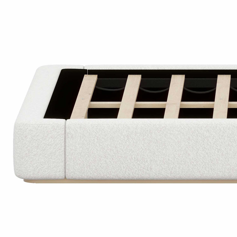 Lit plateforme tapissier Minimalist, White