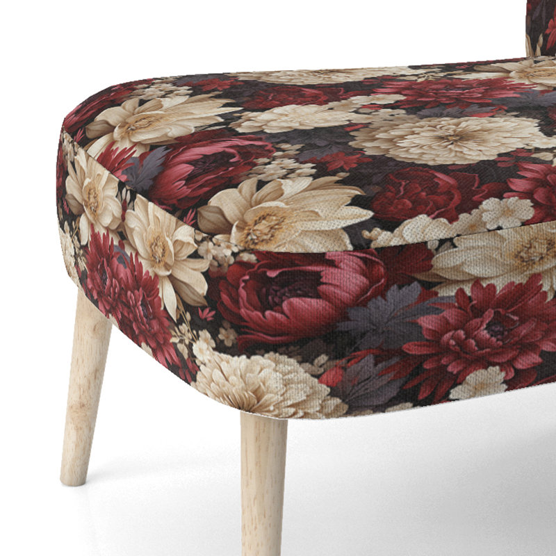 Chaise d'appoint rembourrée Cottage Renaissance de pivoines rouges II