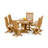 5 Pcs Grade-A Teak Wood Dining Set: Warwick Console Folding Rectangle Table And 4 Marley Folding Reclining Arm Chairs #11MR1504-112321861