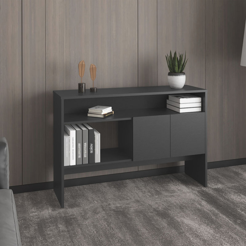 Console avec armoire à double porte, Noir, noir, noir, noir