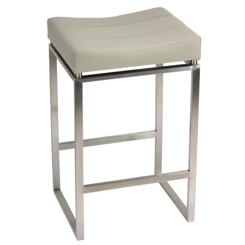 Avel Upholstered Counter Stool with Metal Frame, Gray
