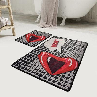 Antibacterial Bathmat Set (2 Pieces), 100% Polyester, 19.7 x 23.6 inches & 23.6 x 39.4 inches | Non-Slip Underside, Pile Height: 0.4 inches | Machine Washable, Soft and Durable, Ideal for Bathroom Safety & Comfort