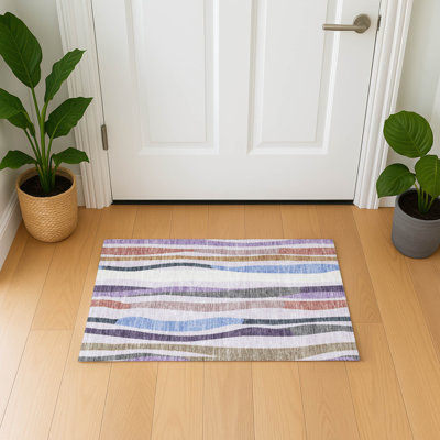 Premium Machine Washable Mayfield AMF2188 Striped Rug