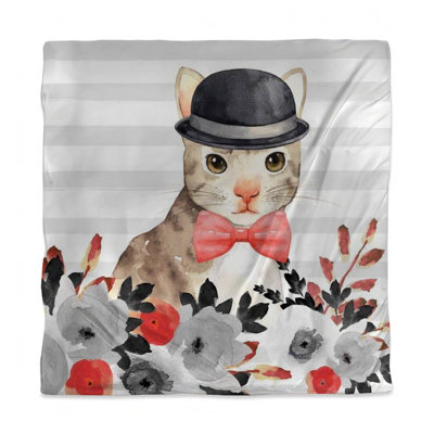 Cat Detective Gray Duvet Cover for Pet Lovers - Home Decor