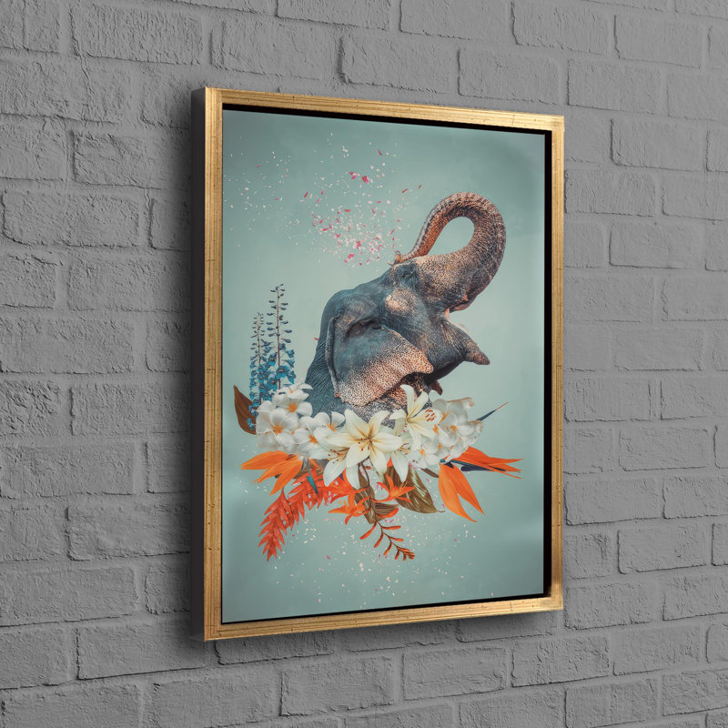 Print on Canvas, 90 cm H x 60 cm W, Framed Print without Mat, Gold