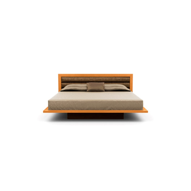 Moduluxe Upholstered Bed, King, Natural Cherry, Hemp Fabric