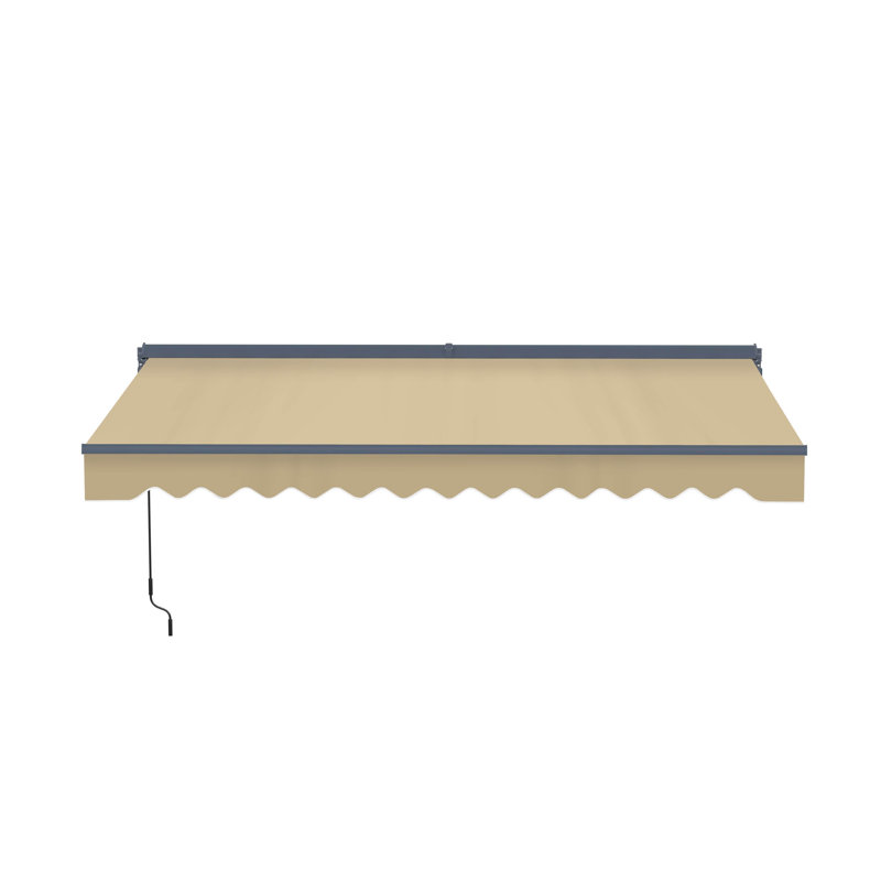 Semi-Cassette Patio Awning with LED Lights - Moroccan Collection , 12' W x 10' D, Desert Sand