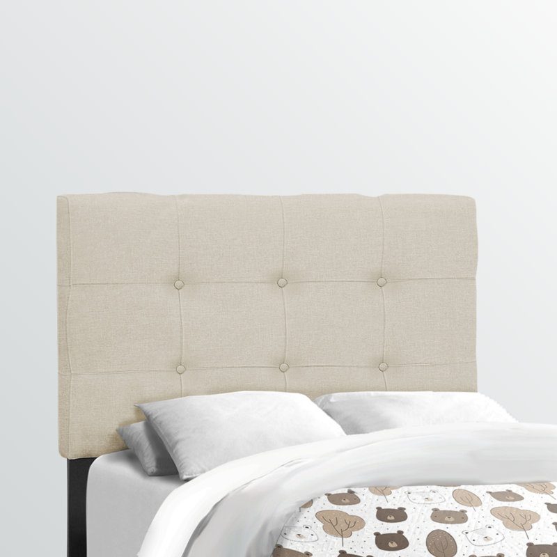 Lit simple tapissier Davis aspect lin beige H 45,52 po x l 42,8 po x L 80,03 po Davis