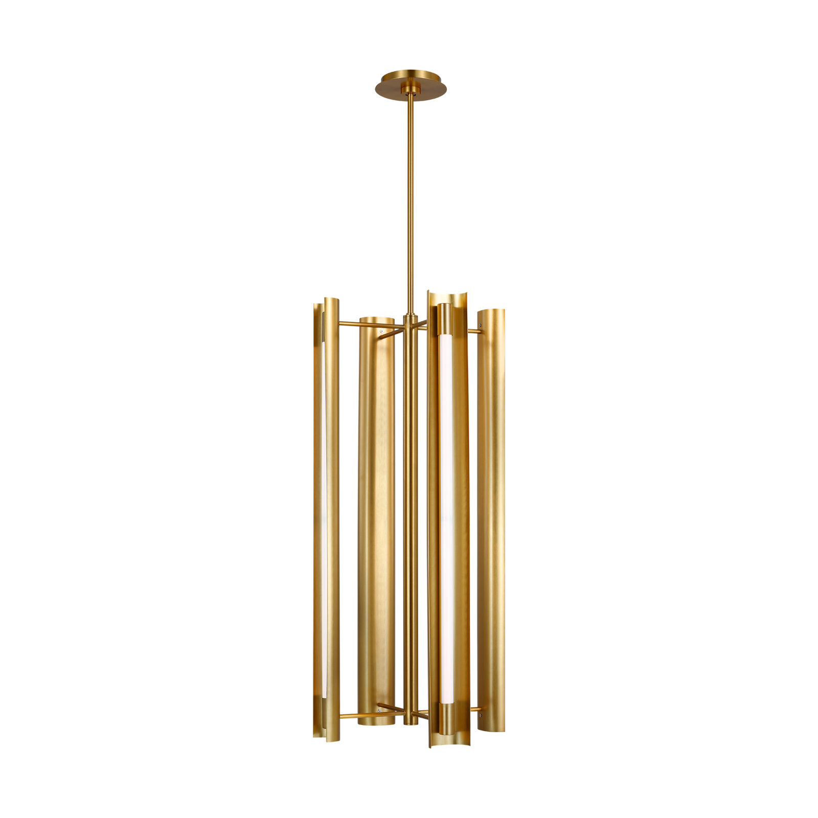 Acrylic Steel Dimmable LED Pendant, 4, Burnished Brass, 36" H x 16.13" W x 16.13" D
