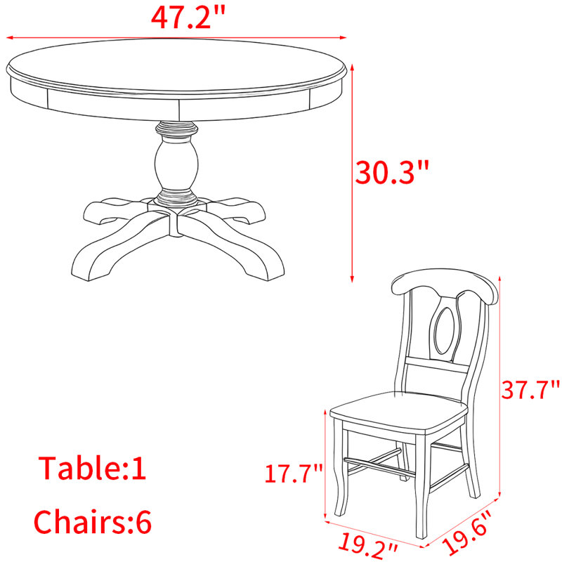 Ensemble de table de salle à manger en bois massif de style américain